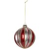 Boule de Noël Clayre & Eef Rouge et Argent Ø 8 cm