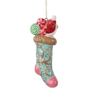 Clayre & Eef Décoration Suspendue Ours Chaussette Noël 7x5x15 cm
