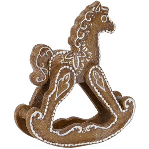 Clayre & Eef Cheval à Bascule Décoratif 14x4x15 cm Marron Blanc