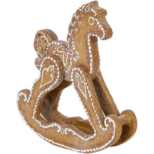 Clayre & Eef Cheval à Bascule Décoratif 14x4x15 cm Marron Blanc