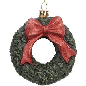 Clayre & Eef Couronne de Noël 9x4x11 cm Vert Rouge