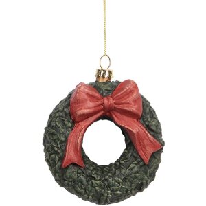 Clayre & Eef Couronne de Noël 9x4x11 cm Vert Rouge