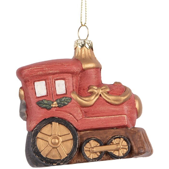 Clayre & Eef 66087 Décoration Suspendue Locomotive Rouge-Or 9x5x9 cm