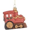 Clayre & Eef 66087 Décoration Suspendue Locomotive Rouge-Or 9x5x9 cm
