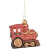 Clayre & Eef 66087 Décoration Suspendue Locomotive Rouge-Or 9x5x9 cm