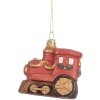 Clayre & Eef 66087 Décoration Suspendue Locomotive Rouge-Or 9x5x9 cm