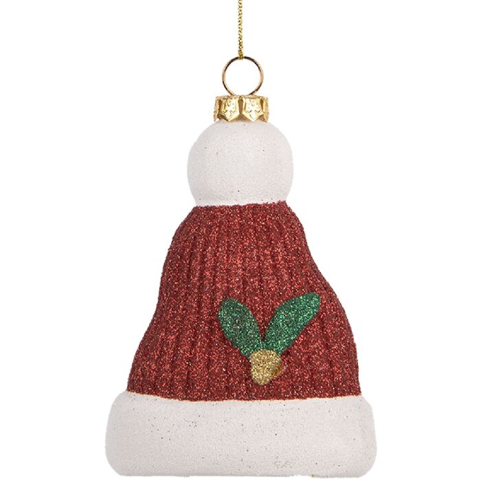 Clayre & Eef Décoration Suspension Chapeau Noël 7x4x10 cm Rouge et Blanc
