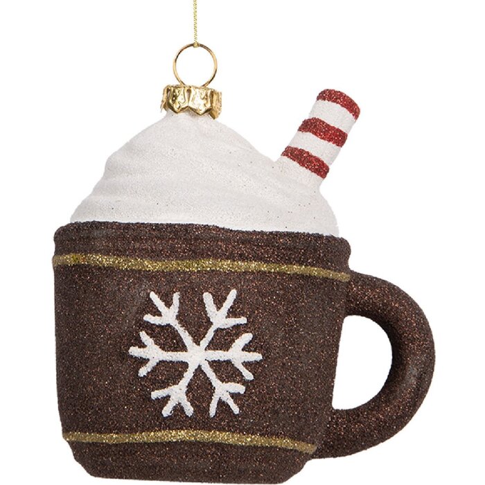 Décoration Suspension Tasse Clayre & Eef 9x7x10 cm Marron Blanc