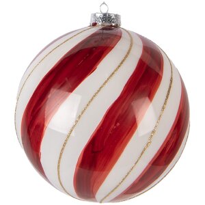 Boule de Noël Clayre & Eef 15 cm Rouge et Blanc