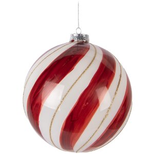 Boule de Noël Clayre & Eef 15 cm Rouge et Blanc