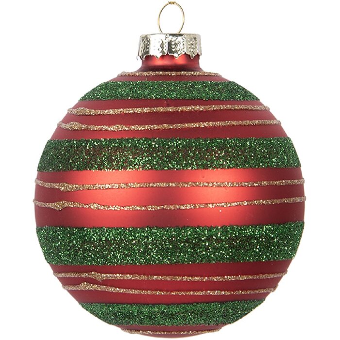 Boule de Noël Rouge et Verte Ø 8 cm Clayre & Eef