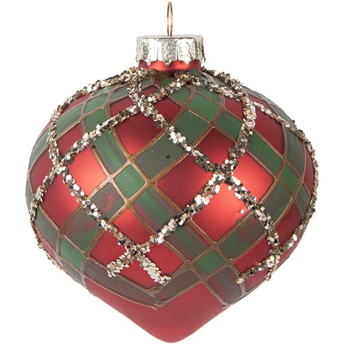 Boule de Noël Ø 8 cm Rouge & Vert Clayre & Eef 6GL5172