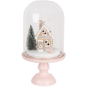 Clayre & Eef 6GL5191 Cloche en Verre LED Rose 17x30 cm