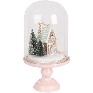 Clayre & Eef 6GL5191 Cloche en Verre LED Rose 17x30 cm