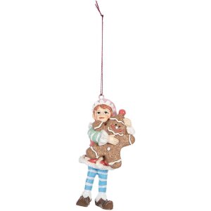 Clayre & Eef 6PR5299 Elfe Suspendu 5x4x11 cm Marron...