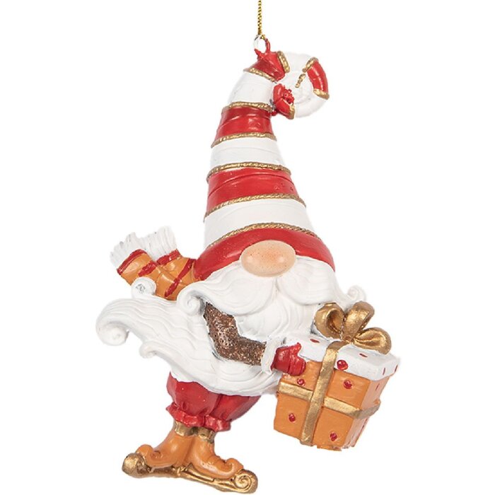 Clayre & Eef Décoration Suspendue Père Noël Rouge & Blanc 8x4x10 cm