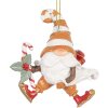 Clayre & Eef 6PR5302 Ornement Père Noël Orange et Blanc 8x4x10 cm