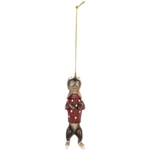 Clayre & Eef 6PR5306 Décoration Suspendue Chien Marron et Rouge
