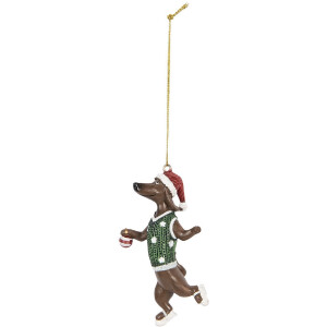 Clayre & Eef Suspension Chien Marron & Vert...