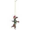 Clayre & Eef Suspension Chien Marron & Vert 6x3x10 cm