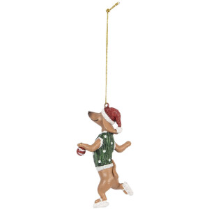 Décoration Suspendue Chien Clayre & Eef 6PR5308 Marron & Vert