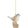 Clayre & Eef Décoration Suspendue Oiseau Beige-Doré 6x3x6 cm