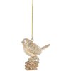 Clayre & Eef Décoration Suspendue Oiseau Beige-Doré 6x3x6 cm