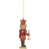 Suspension Décoration Ours Clayre & Eef 4x4x11 cm Brun-Rouge
