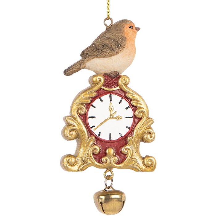 Clayre & Eef 6PR5664 Déco Oiseau Suspendu Brun 6x3x11 cm