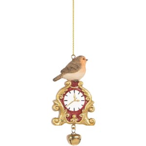 Clayre & Eef 6PR5664 Déco Oiseau Suspendu Brun 6x3x11 cm