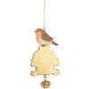Clayre & Eef 6PR5664 Déco Oiseau Suspendu Brun 6x3x11 cm
