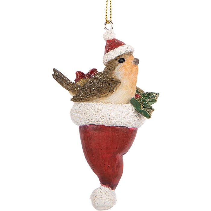 Clayre & Eef Décoration Suspendu Oiseau Braun und Rot
