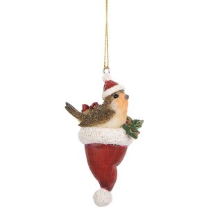 Clayre & Eef Décoration Suspendu Oiseau Braun und Rot
