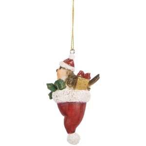 Clayre & Eef Décoration Suspendu Oiseau Braun und Rot