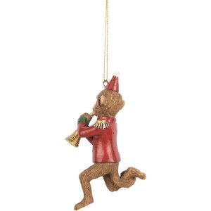 Clayre & Eef Singe Suspendu 7x3x11 cm Marron Rouge