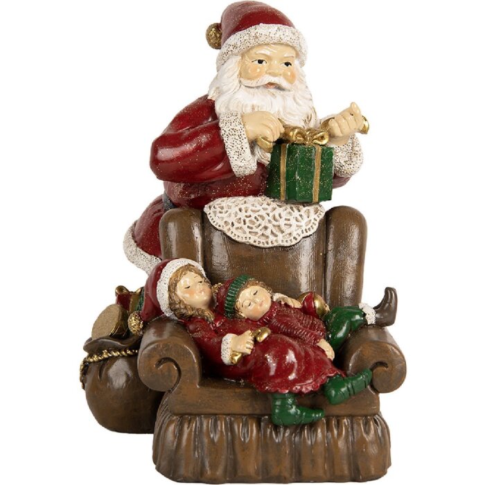 Clayre & Eef 6PR5668 Décoration Père Noël avec enfants Rouge 17x13x18 cm