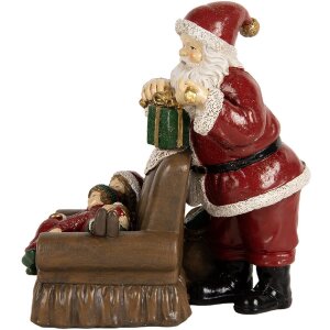Clayre & Eef 6PR5668 Décoration Père Noël avec enfants Rouge 17x13x18 cm