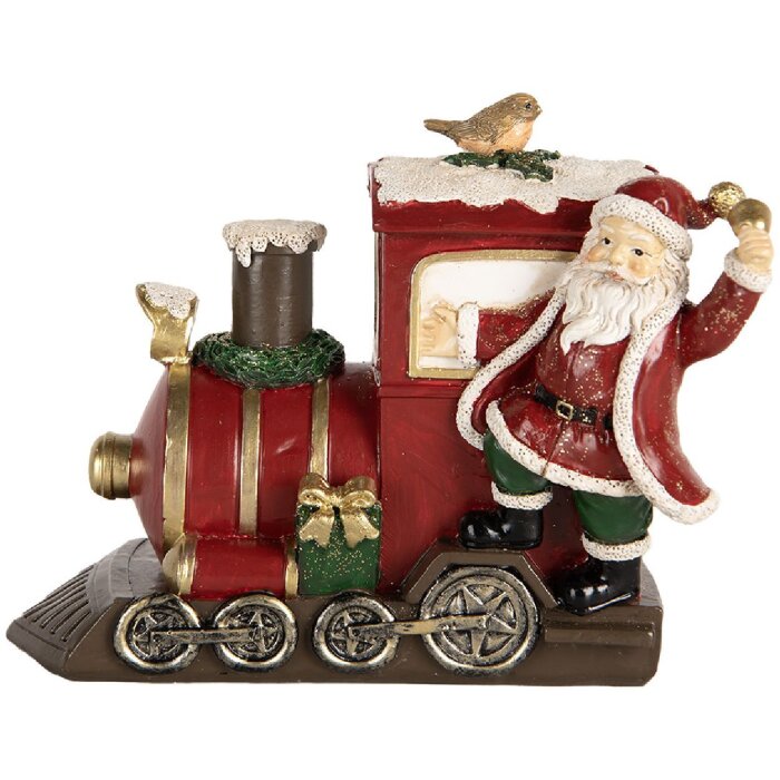 Clayre & Eef Père Noël avec Locomotive 16x10x13 cm Rouge