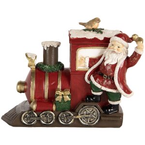 Clayre & Eef Père Noël avec Locomotive 16x10x13 cm Rouge