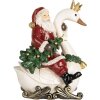 Clayre & Eef 6PR5671 Père Noël sur Cygne Rouge et Blanc 13x10x16 cm