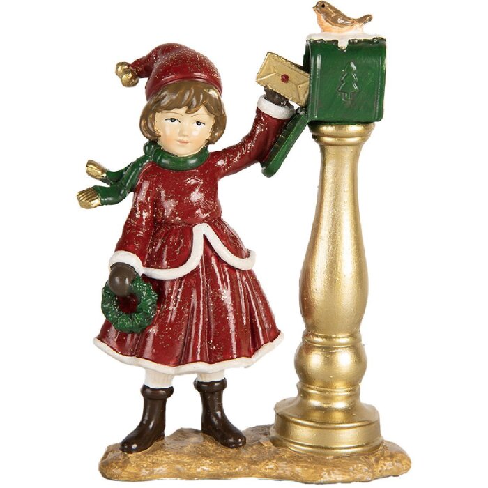 Clayre & Eef Enfant à la Boîte aux Lettres 8x4x12 cm Rouge & Vert