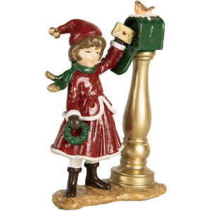 Clayre & Eef Enfant à la Boîte aux Lettres 8x4x12 cm Rouge & Vert