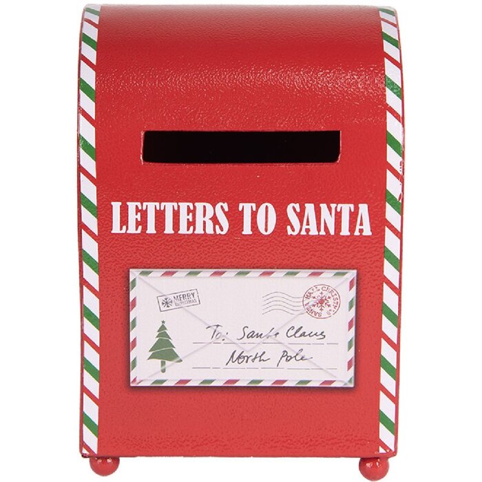 Clayre & Eef 6Y5800 Boîte aux lettres Noël Rouge/Blanc 14x13x19 cm
