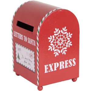 Clayre & Eef 6Y5800 Boîte aux lettres Noël Rouge/Blanc 14x13x19 cm