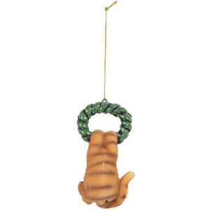 Suspension décorative chat Clayre & Eef 6x5x9 cm Marron et Vert