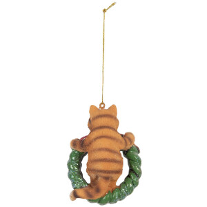 Décoration Suspendue Chat Clayre & Eef 6PR5313 6x5x9 cm Marron et Vert