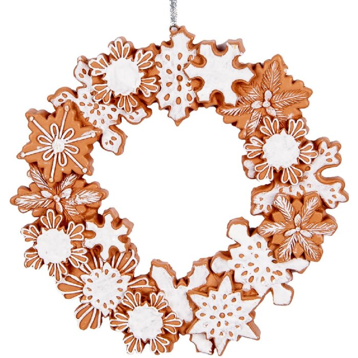 Clayre & Eef Couronne Décorative Ø 18 cm Marron Blanc