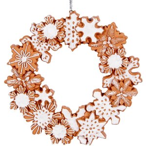 Clayre & Eef Couronne Décorative Ø 18 cm Marron Blanc