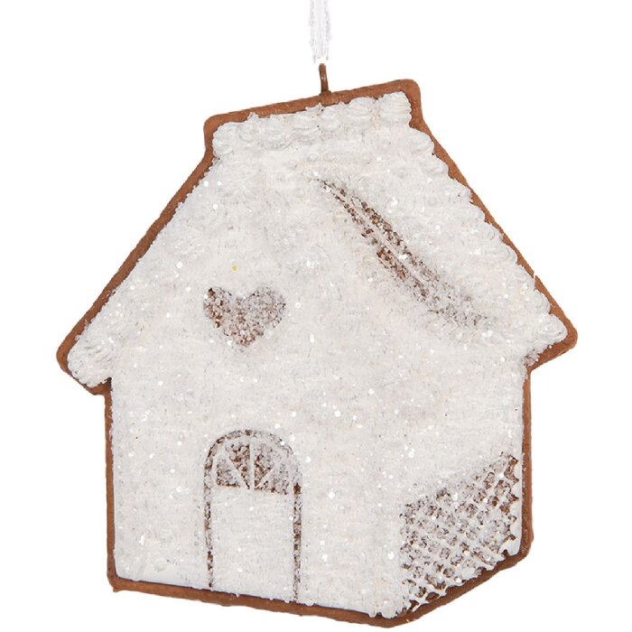 Clayre & Eef Ornement Maison 9x1x10 cm Blanc Marron