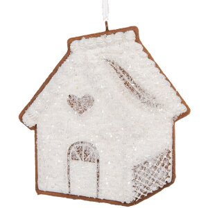 Clayre & Eef Ornement Maison 9x1x10 cm Blanc Marron